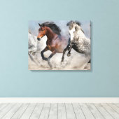 Wilde paarden canvas afdruk (Insitu (Houten vloer))