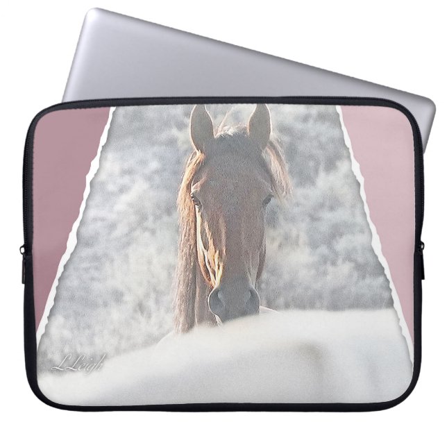 Wilde paarden die naar je kijken, computer sleeve (Voorkant)