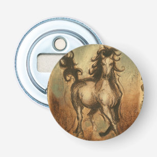 Wilde paarden en warme kleuren button flesopener