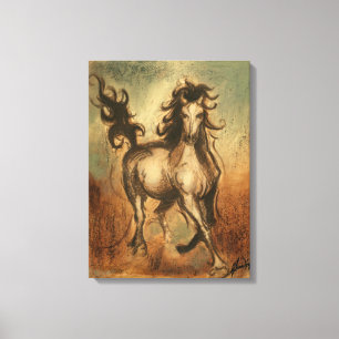 Wilde paarden en warme kleuren canvas afdruk