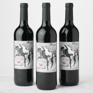Wilde paarden Foto Picasso Mustang Wine Labels Wijn Etiket