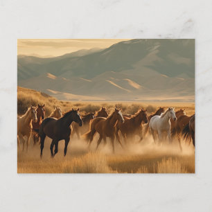 Wilde Paarden in Gouden Veld Briefkaart
