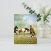 Wilde paarden lopen - creatieve kunst briefkaart (Staand voorkant)