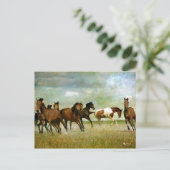 Wilde paarden lopen - creatieve kunst briefkaart (Staand voorkant)
