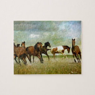 Wilde paarden lopen - creatieve kunst legpuzzel
