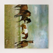 Wilde paarden lopen -  creatieve kunst legpuzzel (Horizontaal)
