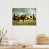 Wilde paarden lopen -  creatieve kunst poster (Keuken)