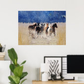 Wilde paarden lopen poster (Thuiskantoor)