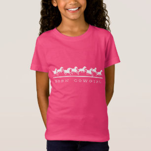 Wilde paarden met Born Cowgirl T-shirt