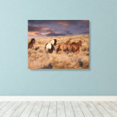 Wilde paarden rennen canvas afdruk (Insitu (Houten vloer))