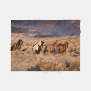 Wilde paarden rennen fleece deken