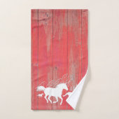 Wilde paarden Rustic Red Barn Wood Bad Handdoek (Handdoek)