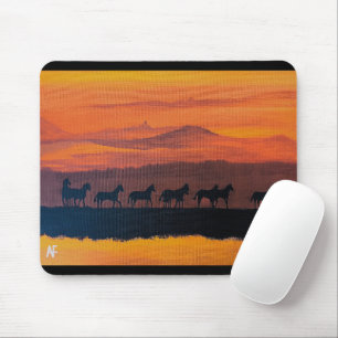Wilde paarden van Montana Schilderij van Alfred Fo Muismat