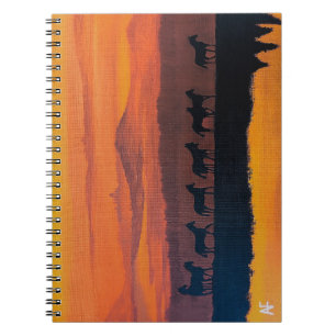 Wilde paarden van Montana Schilderij van Alfred Fo Notitieboek