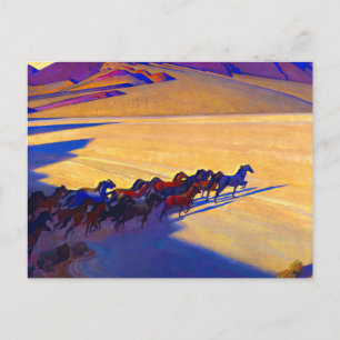 Wilde paarden van Nevada, 1927, door Maynard Dixon Briefkaart