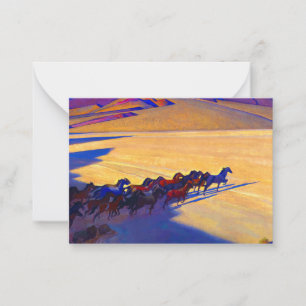 Wilde paarden van Nevada, 1927, door Maynard Dixon Notitiekaartje