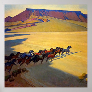 "Wilde paarden van Nevada" door Maynard Dixon Poster