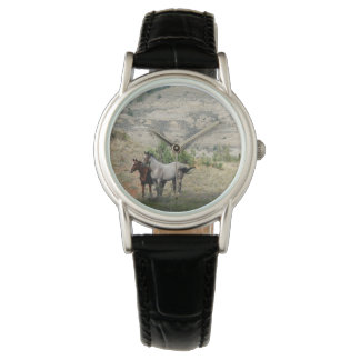 Wilde paarden van Theodore Roosevelt National Park Horloge