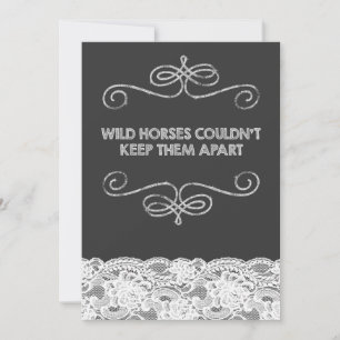 Wilde Paarden Vintage Schoolbord Huwelijk Kaart