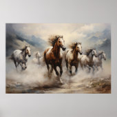 Wilde Paarden, Waterverf Art Poster (Voorkant)