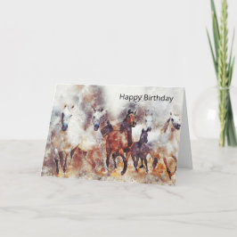 Wilde paarden Waterverf Artwork Birthday Kaart
