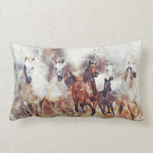 Wilde paarden Waterverf Artwork Kussen