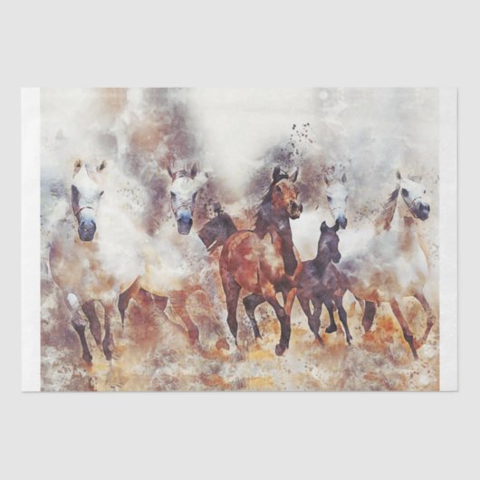 Wilde paarden Western 18x15-deklaagpapier Tissuepapier (Voorkant)