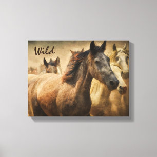 Wilde paarden Westerne kunst Canvas Afdruk