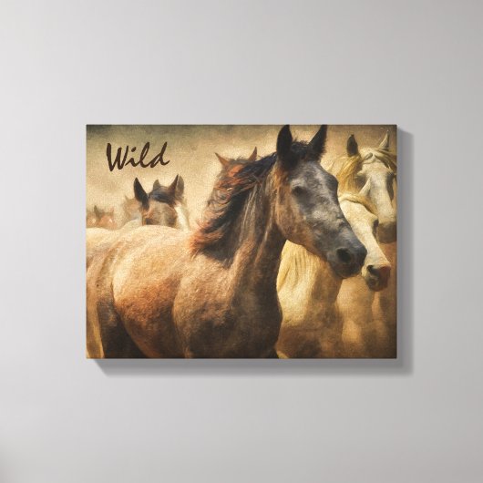 Wilde paarden Westerne kunst Canvas Afdruk (Voorkant)