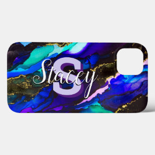 Wilde Paars en Fuscia Alcohol Ink iPhone 13 Hoesje