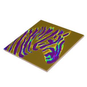 Wilde Paars Gold Stripe Zebra Tegeltje
