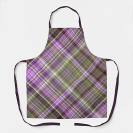 Wilde Paarse Asters Paarse en Groene Plaid Schort