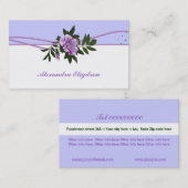 Wilde paarse rozen lavendel, witte bloemen visitekaartje (Voorkant / Achterkant)