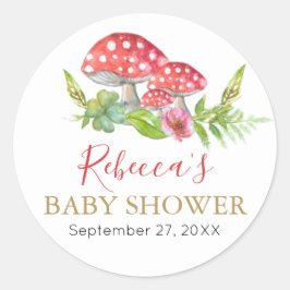 Wilde paddenstoelen Baby shower Favor Classic Roun Ronde Sticker