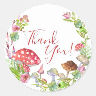 Wilde paddenstoelen Baby shower Favor Ronde Sticker