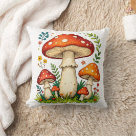 Wilde paddenstoelen en bloemen in gras bos natuur kussen
