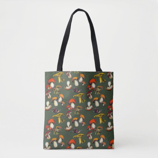 wilde paddenstoelen grote canvas tas (Voorkant)