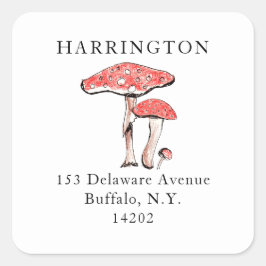 Wilde paddenstoelen Katoen, met de hand getrokken Vierkante Sticker