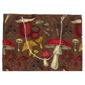 Wilde paddenstoelen op bruin groot cadeauzakje (Achterkant)