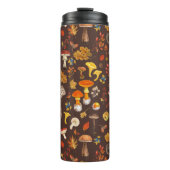 Wilde paddenstoelen op bruin thermosbeker (Voorkant)