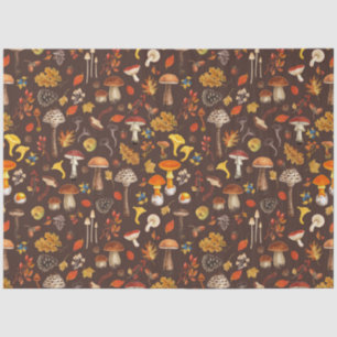 Wilde paddenstoelen op bruin tissuepapier