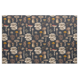 Wilde paddenstoelen op grafiet zwart stof