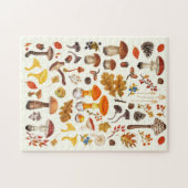 Wilde paddenstoelen op wit legpuzzel (Horizontaal)