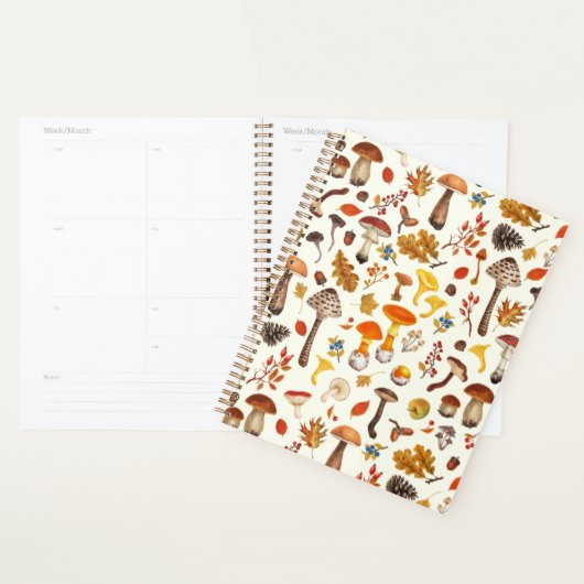 Wilde paddenstoelen op wit planner (Display)