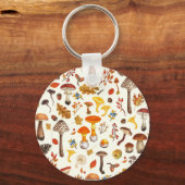 Wilde paddenstoelen op wit sleutelhanger (Voorkant)