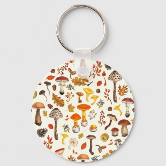 Wilde paddenstoelen op wit sleutelhanger (Achterkant)