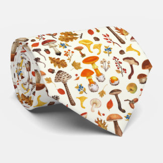 Wilde paddenstoelen op wit stropdas