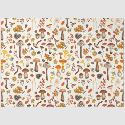 Wilde paddenstoelen op wit tissuepapier (Voorkant)