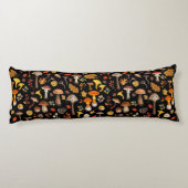 Wilde paddenstoelen op zwart lichaamskussen (Achterkant)