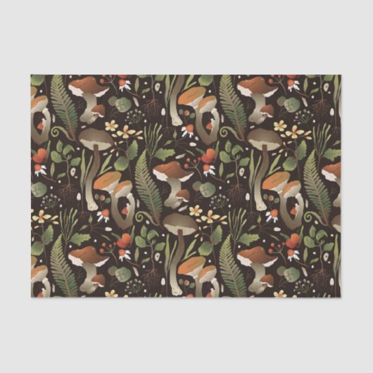 Wilde paddenstoelen, Planten en bessen Tissuepapier (Voorkant)